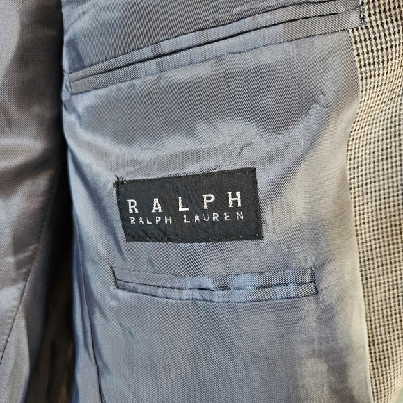 Ralph Ralph Lauren Silk Blue Gray Houndstooth Print Sport Coat Blazer Size 40R - Picture 2 of 15